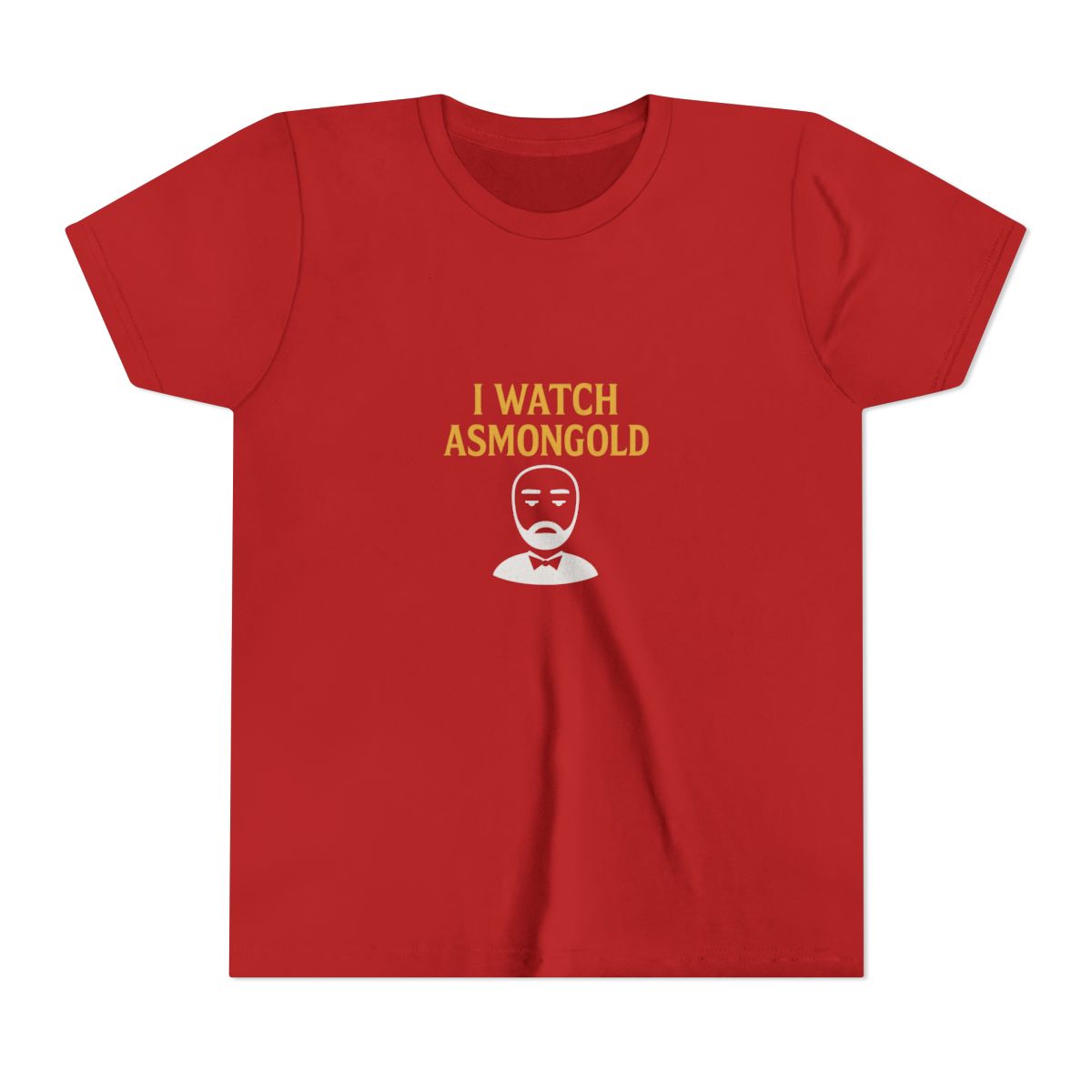 I Watch Asmongold Gold Text Cartoon Kids T-Shirt